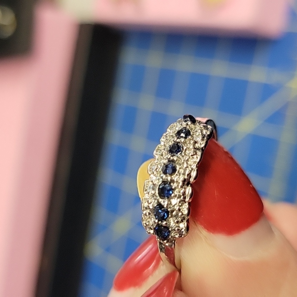 Blue  Diamond Faux Ring